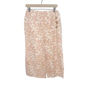 Kaktus pink peach floral linen pants size small